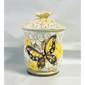 VINTAGE NEW TRENDS JAPAN DAISY BUTTERFLY SMALL CANISTER BOHEMIAN DAISY‎
